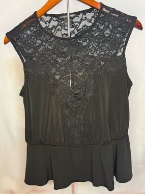 Victoria's Secret Vintage - Black Lace Peplum Backless Blouse - Size S/P